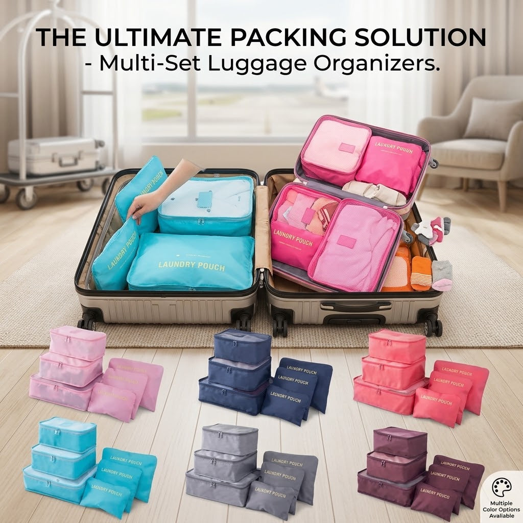 6-Piece Travel Organizer Bags Set for Luggage | Packing Cubes for Suitcase