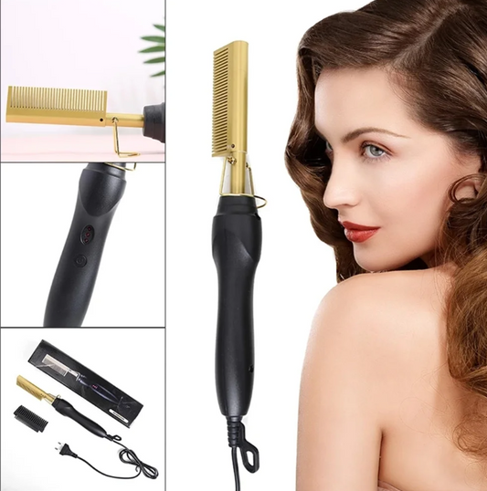 2 in 1 Electric Hot Heating Comb Hair Straightener Curler Dry Wet Hair Straightening Brush Hair Styling Tool