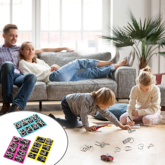 8Pcs/Set Metal Montessori Puzzle Wire IQ Mind Brain Teaser Puzzles Adults Interactive Game Reliever Educational Toys