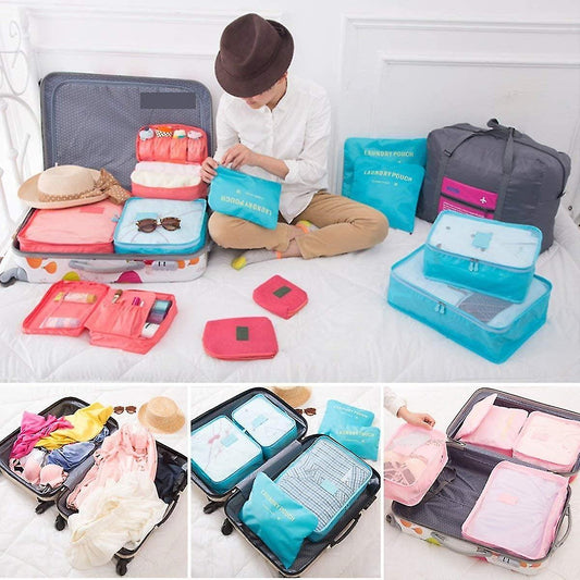 6pcs/Set Travel Storage Bag Portable Luggage Organizer Clothes Tidy Pouch Zip Cube Luggage Toiletry Bag Organizer Pouch Home Organization - Multi LC