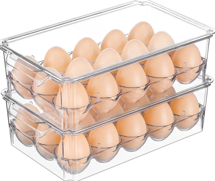 1Pc Egg Storage Holder Box 18 Grid Acrylic Tray Refrigerator Eggs Organizer Pack of 1