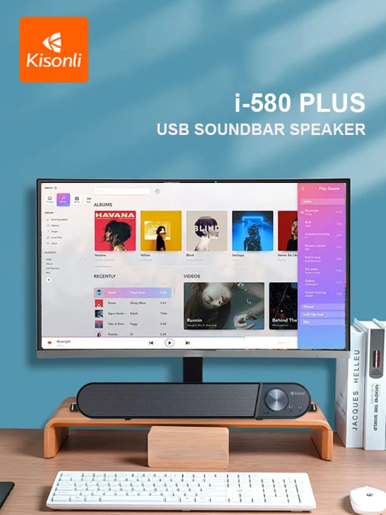 Kisonli I-580 Plus Home Theater Usb Soundbar Speaker System With Headset And Microphone Jack