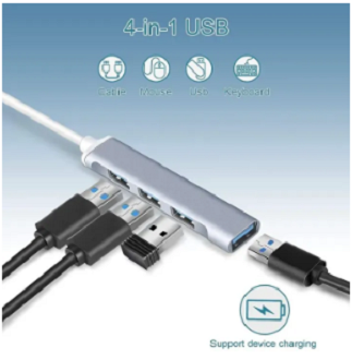 SpeedX 4-Port USB Hub - 2-in-1 USB-C & USB 3.0 Adapter for Laptop, PC, & Mobile