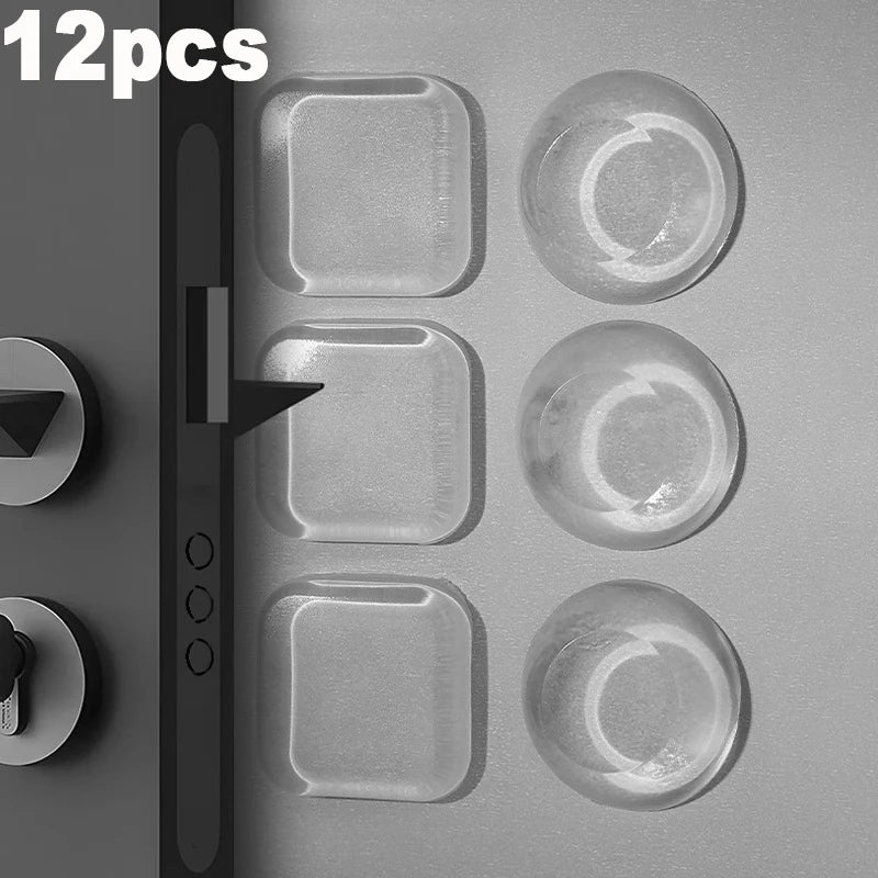Self Adhesive Rubber Door Protector Wall Protectors Door Handle Bumpers for Door Stopper Pack of 1(3pcs Square and 3pcs Round)