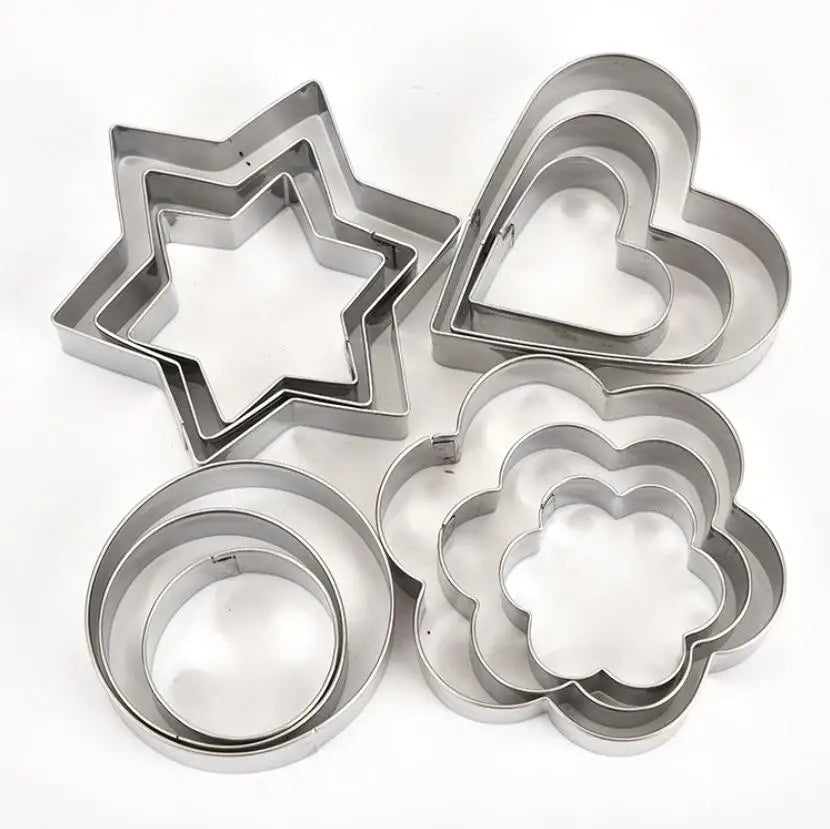 Stainless Steel Cookie Cutters Set - Baking Molds for DIY Desserts 12-Piece