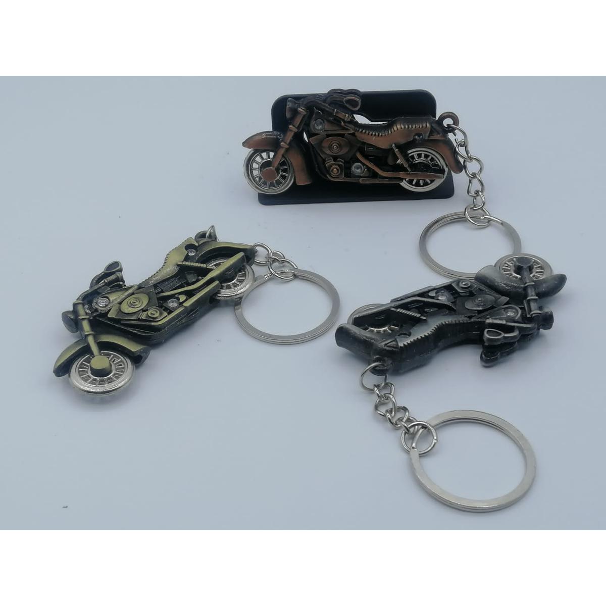 Metal Stylish Bike Shape Design Key Chain Motor Car Key Ring - Black 1Pcs