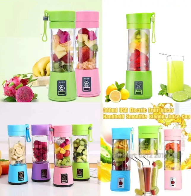 USB Rechargeable Juicer Blender Electric Blender Mini Portable Personal Size Juicer Cup USB Rechargeable Mixer 380ml Food Grade Water Bottle Portable Fruit Juicer Machine