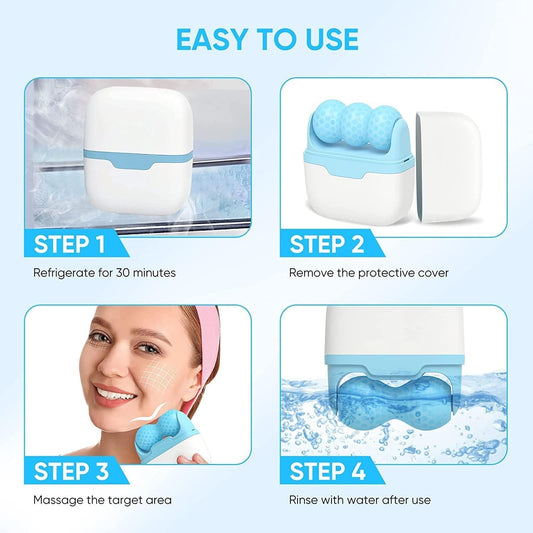 2 in 1 Ice Roller Massager For Face and Boady Face Skin Care Tools Ice Roller for Face Roller Body Pain Relieve Massager with 2 Head