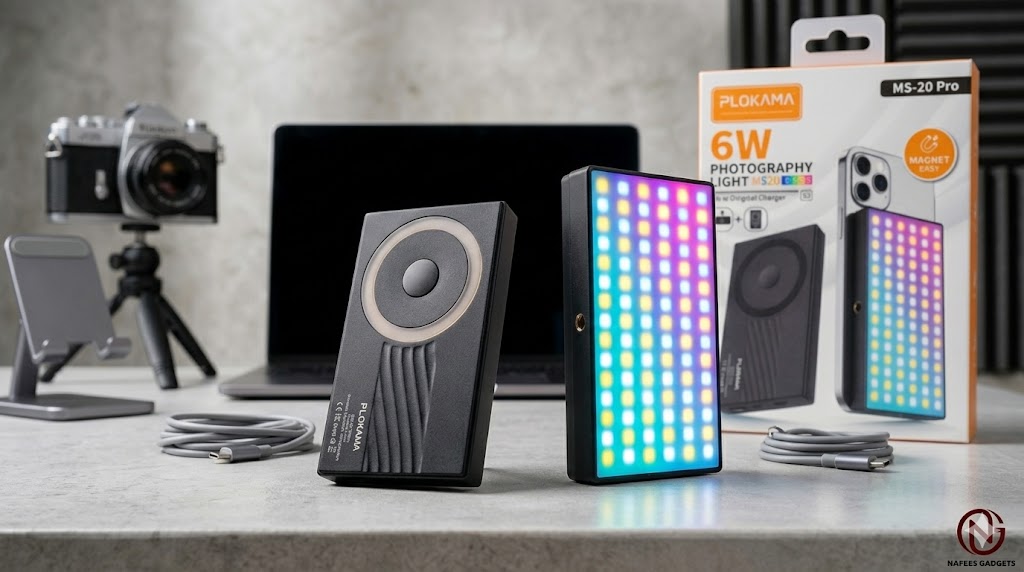 PLOKAMA MS20 Pro 6W Magnetic RGB Photography Light - Premium LED Video Light for Mobile Content Creators