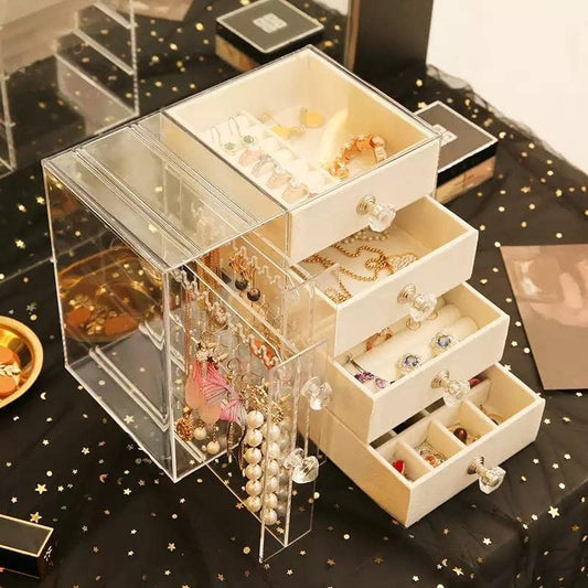 Acrylic Display Stand Earrings Pannels with Drawer Earring Storage Box Jewelry Holder Earring Rack Earrings Hanging Necklace Display Stand Storage Box Holder