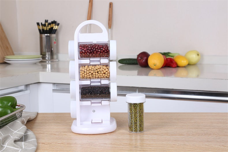 8Pcs Revolving Rotating Cabinet Spice Rack with Jar Kitchen Seasoning Storage Organizer
