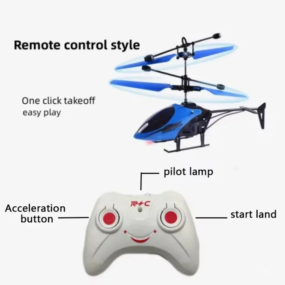 Infrared Hand Sensor Floating Helicopter With Light - Blue