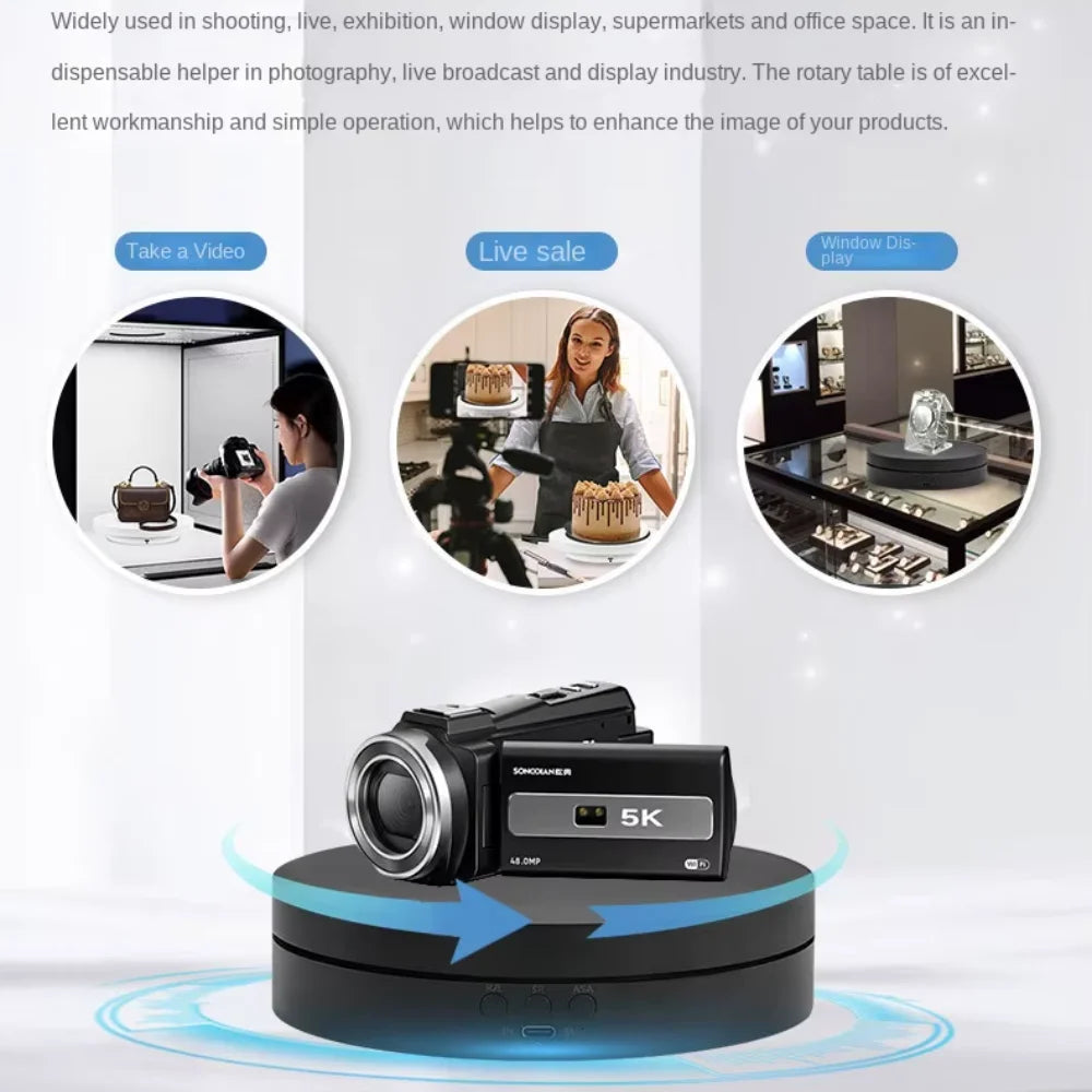 3 in 1 360 Rotating Turntable Display Motorized with Multi-Speed & Multi-Angle Adjustment