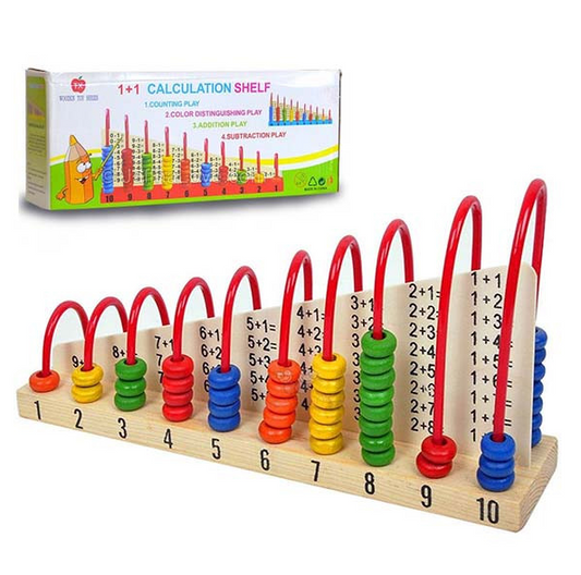 Abacus Calculation Shelf Mathematics Shelf 1+1 Vertical Abacus Calculation for Kids Pre School Kids Teaching Aid Counting and Stacking Wooden Math Toy