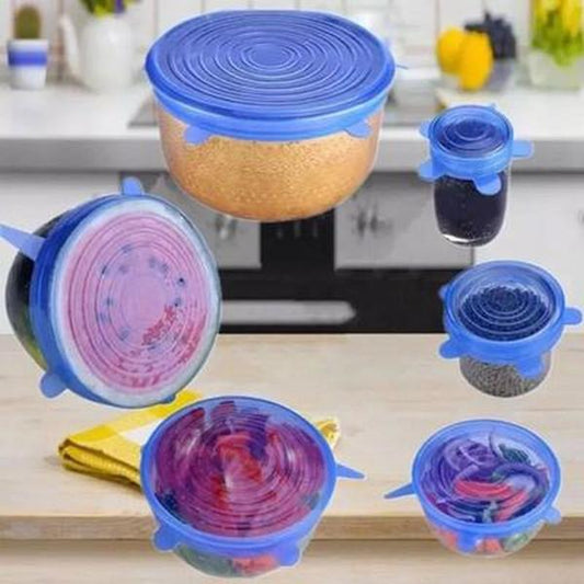 6Pcs Kitchen Reusable Silicone Stretch Seal Lid Preservation Vacuum Food Storage Bowl Cover