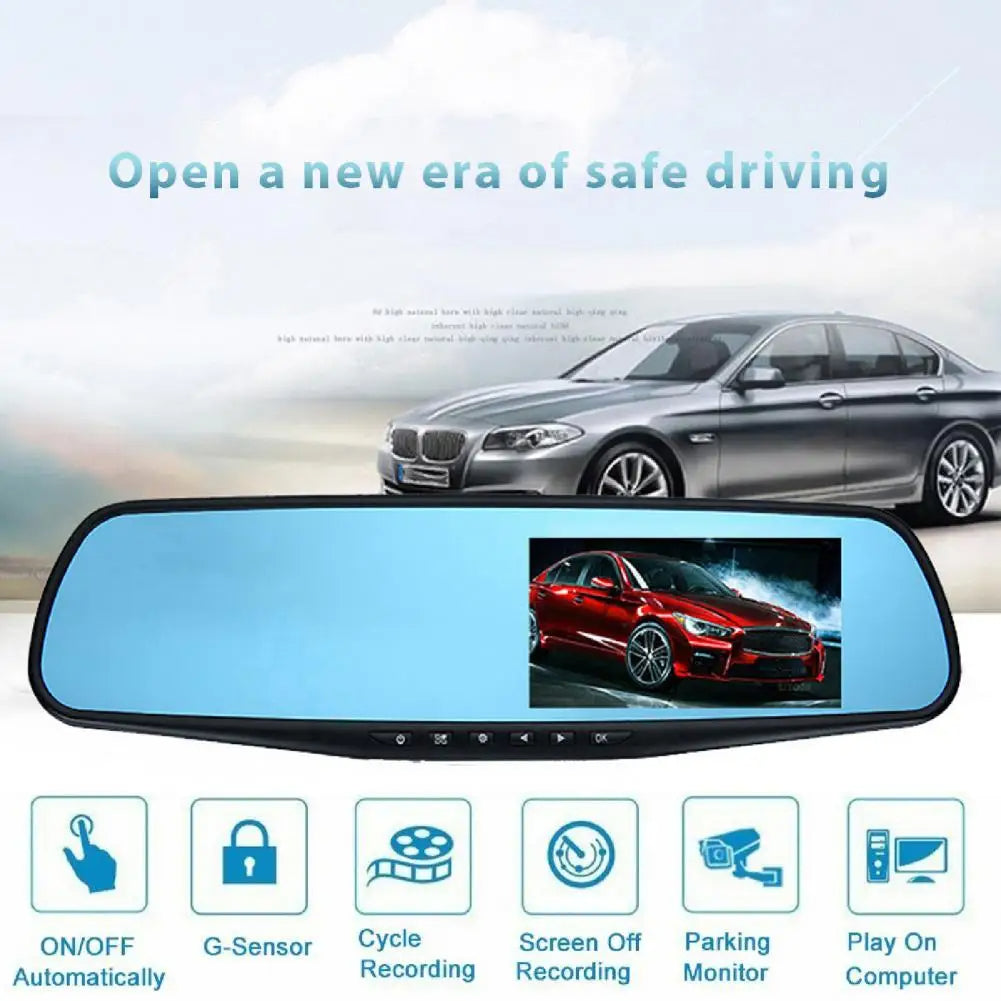 Car DVR Mirror DUAL Camera Front/Back 1080p - Black