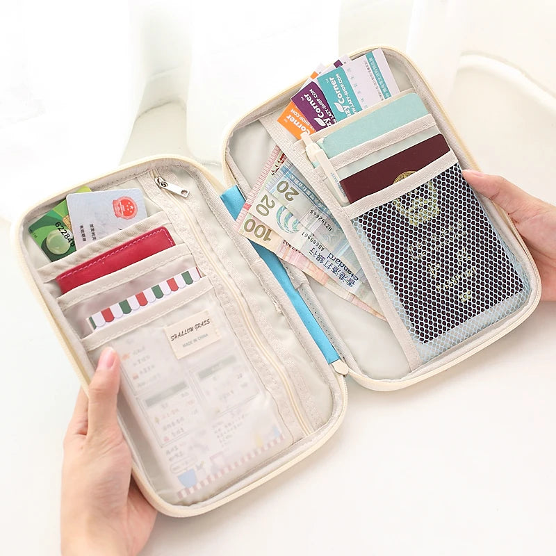 Zippered Travel Document Organizer - RFID-Blocking Wallet & Passport Case