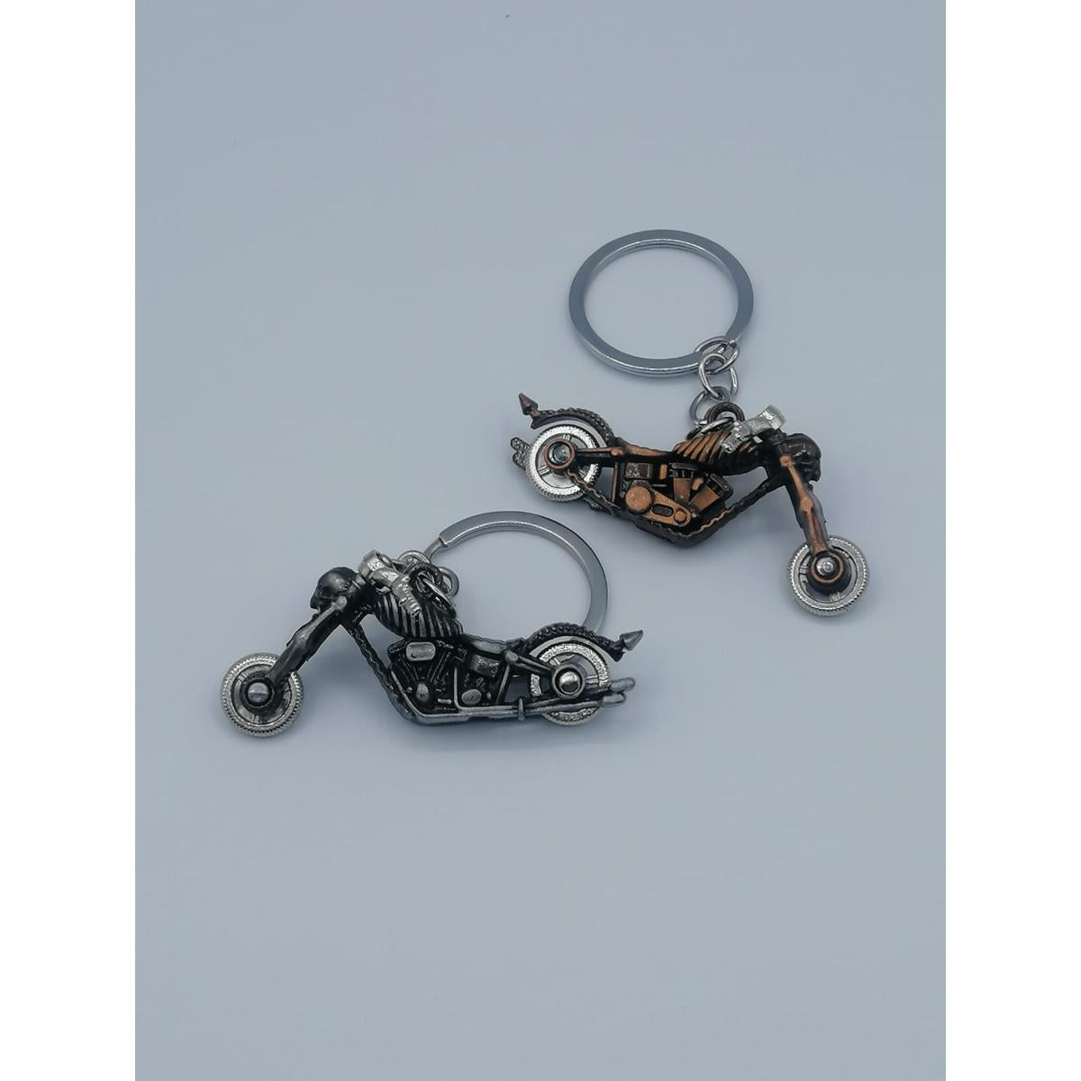 Metal Stylish Heavy Bike Shape Design Key Chain Motor Car Key Ring - Black 1Pcs