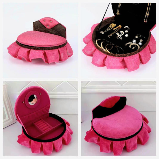 Women Lovely Furniture Bed Design Jewelry Storage Box with Mirror Necklace Earring Storage Organizer Case