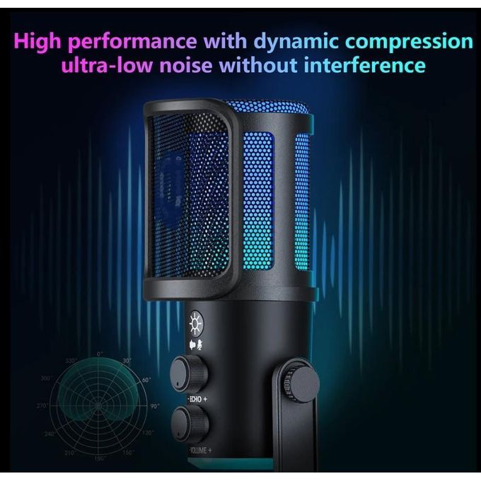 NeePho NP-M02 Wireless RGB Recording Microphone - ANC Noise Cancellation for Gaming, Podcast & Studio
