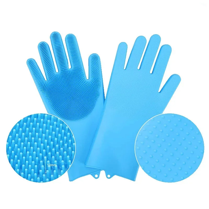 Magic Reusable Silicone Gloves with Wash Scrubber, Heat Resistant, for Cleaning, Household, Dish Washing, Washing the Car Bike