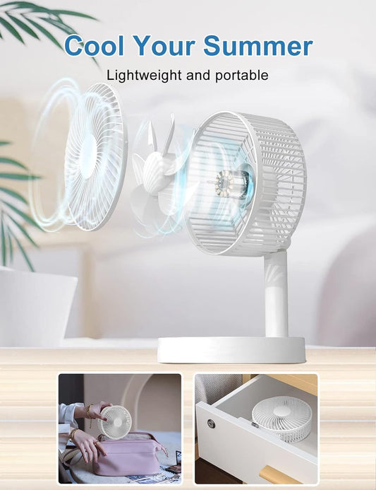 180° Adjustable Foldable Wireless Desk Fan – Portable Rechargeable USB Fan for Home, Office & Travel