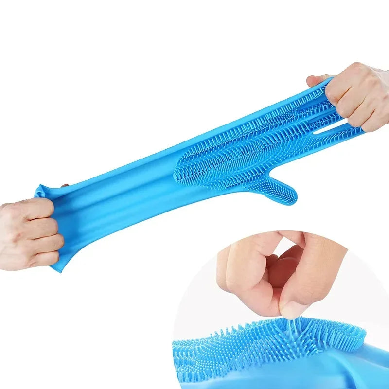 Magic Reusable Silicone Gloves with Wash Scrubber, Heat Resistant, for Cleaning, Household, Dish Washing, Washing the Car Bike