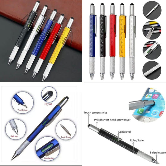 7-in-1 Multifunctional Tool Pen with Stylus, Screwdriver, Ruler & Spirit Level - Premium Quality Ballpoint Pen for Gadget Lovers