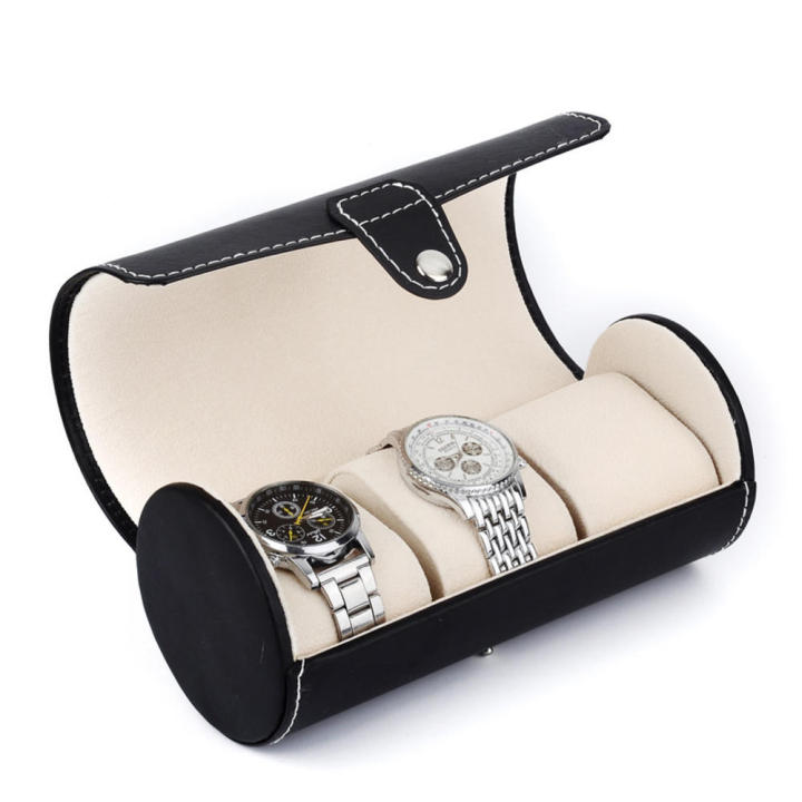 3 Slots Watch Storage Box PU Leather Travel Watch Display Organizer