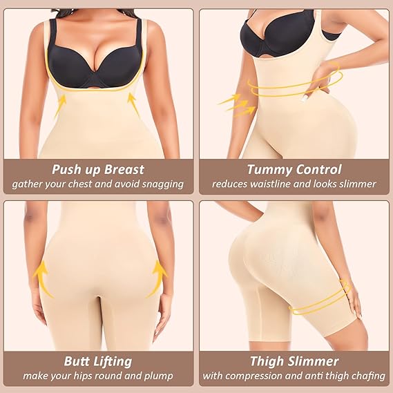 Full Body Shaper | Slimming Bodysuit | Tummy Control Shapewear Body Slimmer for Women Waist Cincher Invisible Body Shaper | Seamless Shapewear for Weight Loss & Sculpting