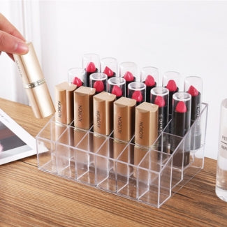 24 Grid Plastic Lipstick Transparent Jewelry Storage Box Makeup Organizer Holder