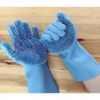 Magic Reusable Silicone Gloves with Wash Scrubber, Heat Resistant, for Cleaning, Household, Dish Washing, Washing the Car Bike