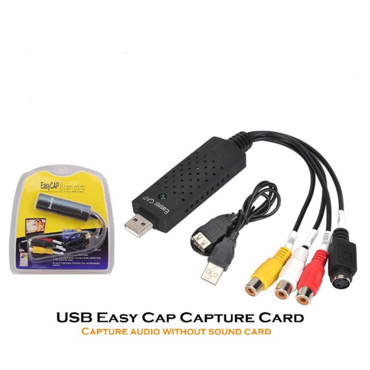 EasyCap USB Video Capture Card Adapter with Audio | RCA to USB Cable for Laptop & PC