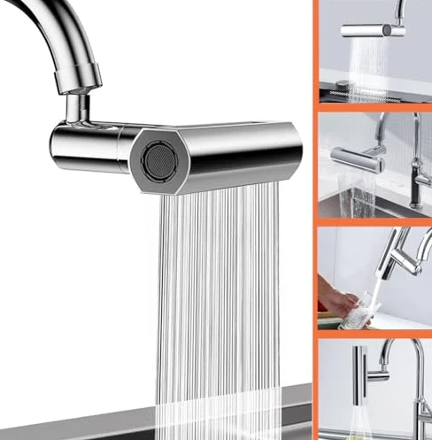 4 in 1 Waterfall Kitchen Faucet Tape 360° Swivel Faucet Extender for Kitchen Sink Splash-Proof Kitchen Faucet Head Replacement ink Faucet Suitable for Washing Fruit Vegetable