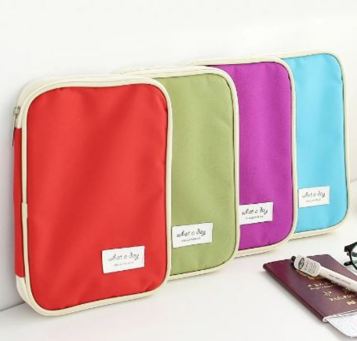 Multifunctional Zippered Travel Pouch Storage Passposrt Card Ticket Documents Protection Purse Wallet Case Bag Men and Women