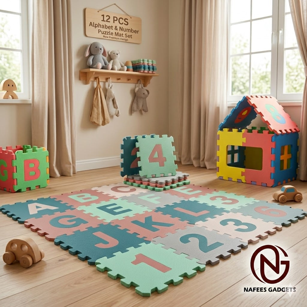 Alphabet & Number Puzzle Foam Mat | Educational Crawling Play Mat for Kids – Safe & Non-Toxic
