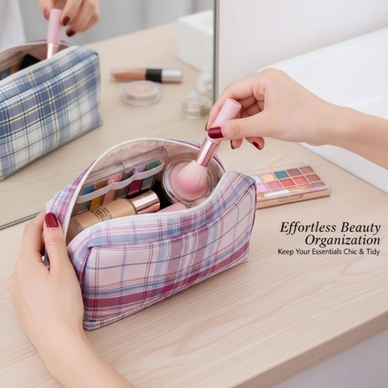 Large Pen Pencil Makeup Brushes Case Pouch Capacity 2 Compartments Canvas Pencil Pouch for Boys and Girls School Going Children