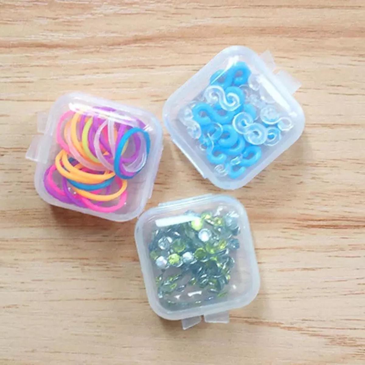 Mini Portable Plastic Transparent Square Jewelry Storage Case Container with Lid for Beads Jewlery and Cards