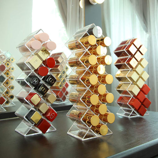 16 Grid Fish Shape Acrylic Lipstick Organizer 16 Grid Rack Lipstick Holder Tower Jewelry Storage Box Makeup Organizer Holder - 1Pcs