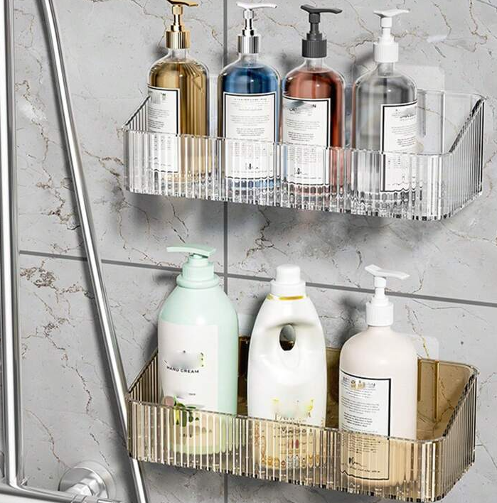 Wall Mounted Self Adhesive Acrylic Storage Shelf Rack For Bathroom and Kitchen Rack Without Drilling