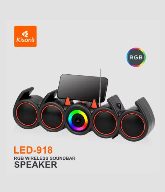 Kisonli Led-918 Soundbar Speaker Subwoofer Wireless Home Theater Bluetooth Soundbar