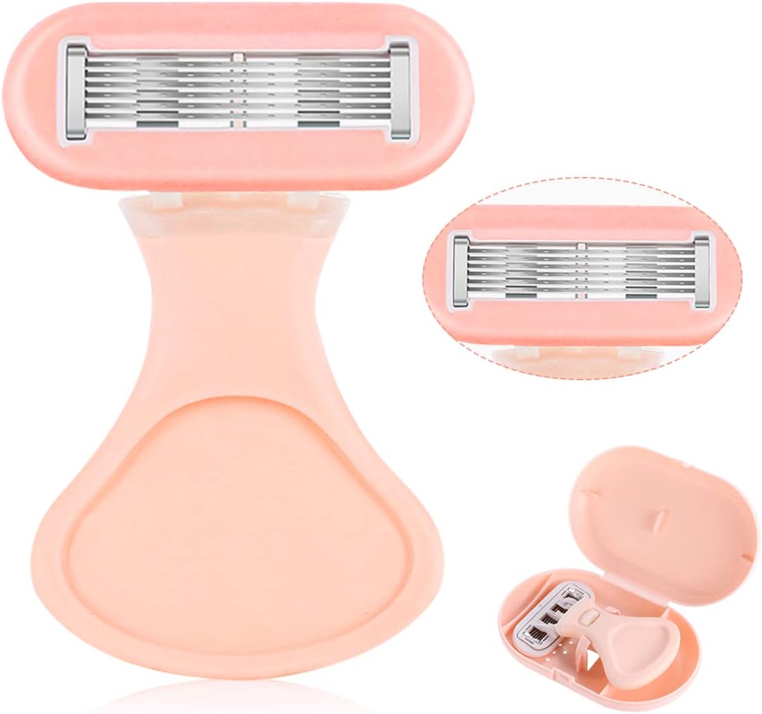 Portable Travel Razor Case Shaving Kit Comfortable Mini Ultra Smooth Hair Removal Razor 55° Rotatable Head Women Razor with Aloe Vera