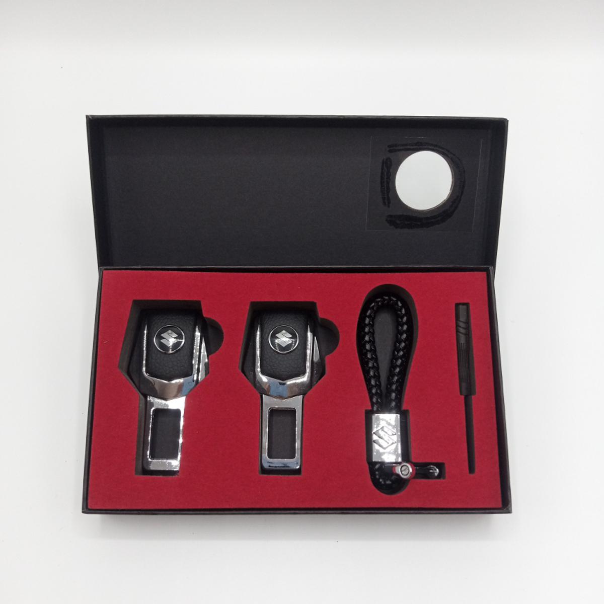 Metal Keychain Set Box Suzuki Key Ring Set with Screw