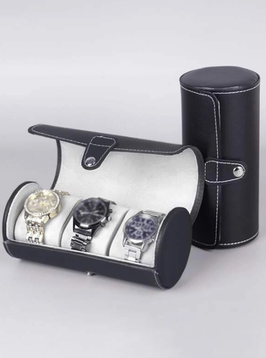 3 Slots Watch Storage Box PU Leather Travel Watch Display Organizer