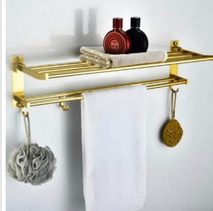 Foldable Wall Mounted Aluminum Towel Bar Rail Wall Rack For Bathroom Mounted Shelves Shelf Rack Hook Towel Hanger 60cm