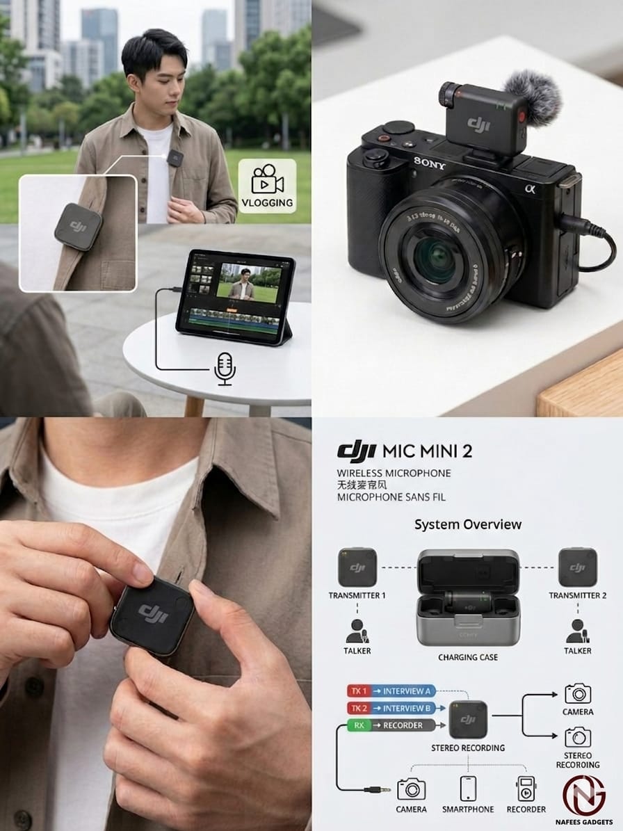DJI Mic 2 Wireless Microphone System - Dual Transmitter with Charging Case