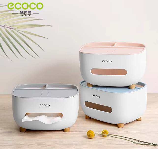 Ecoco Multifunction Tissue Box Desktop Organizer Storage Holder