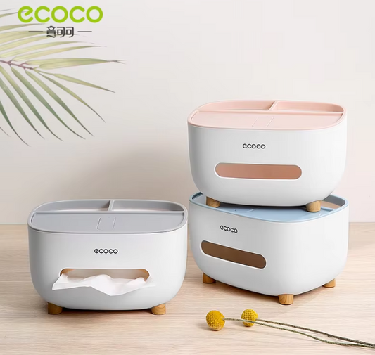 Ecoco Multifunctional Tissue Box & Desktop Storage Organizer - Premium Home Decor