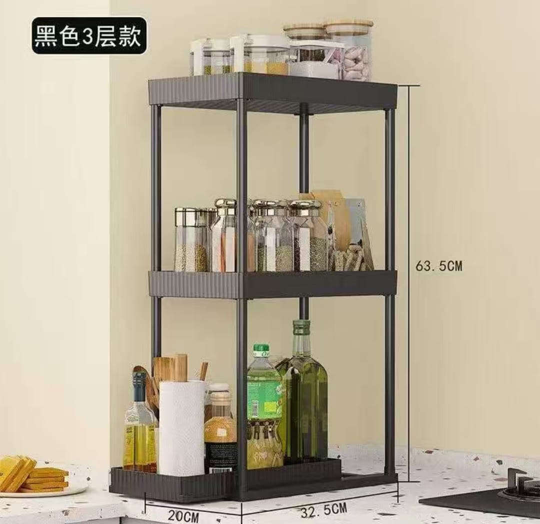 Adjustable Under Sink Organizers and Storage 3 layer - Black
