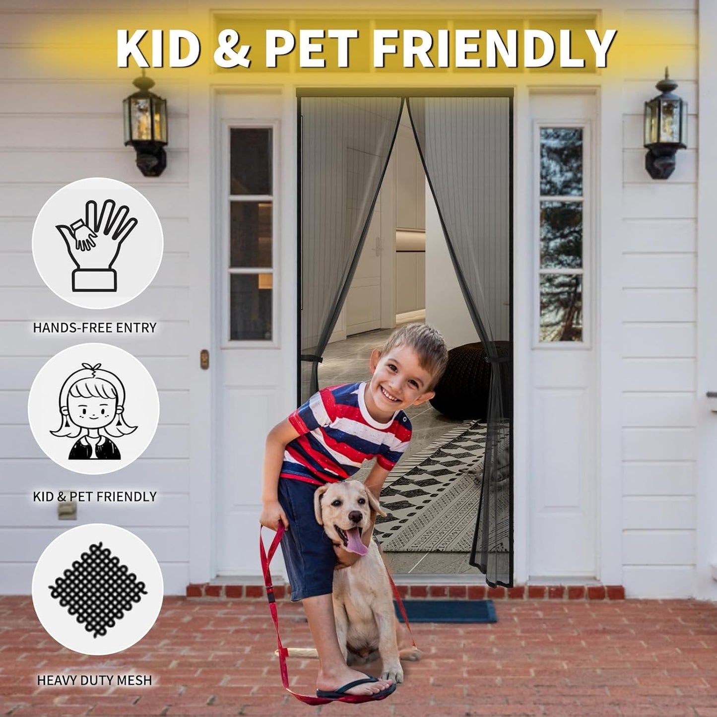 Magic Mesh Magnetic Screen Door, Mesh Curtain Keeps Bugs Out, Pet & Kid Friendly- Fits Doors